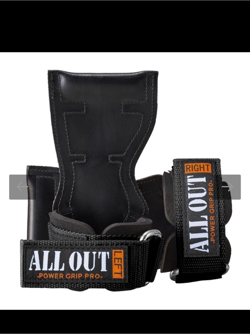All Out Autnetic Power Grip Pro Weightlifting Wrist Straps - Black